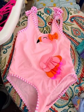PRICE DROP - Kids Pink Flamingo One-Piece Swimsuit